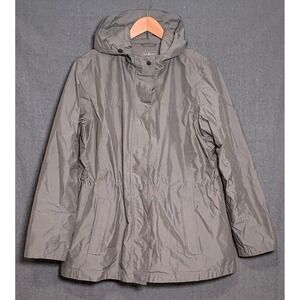 LL Bean Womens XL Gray Primaloft Insulated Parka Hooded Rain Jacket